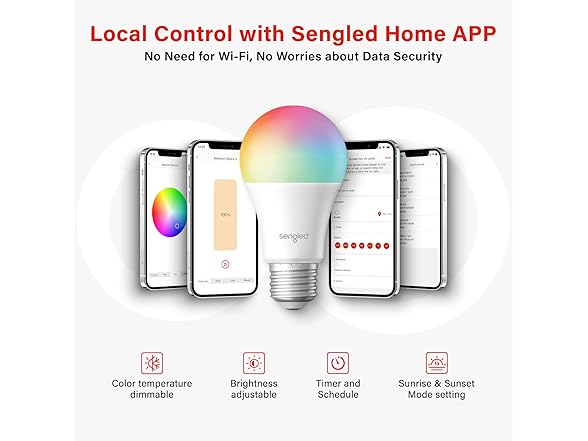 Sengled Dual Mode Smart Light Bulbs with Remote, 4PK