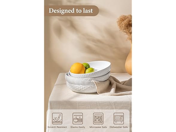 FOBENTA Embossed Ceramic Pasta Bowls
