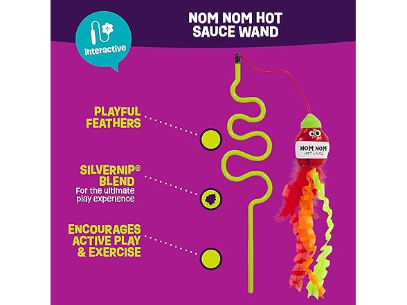 Mad Cat Nom Nom Hot Sauce Catnip + silvervine Wand