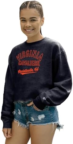 Blue 84 Women's Standard NCAA Officially Licensed Crop Crewneck Sweatshirt Campus Team Color, Medium