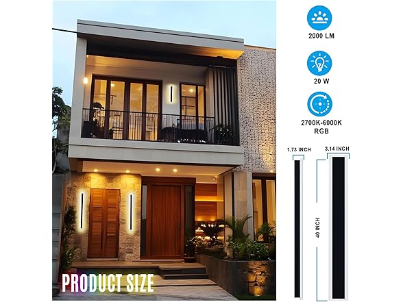 SLARY LED Wall Light 40in 2pk