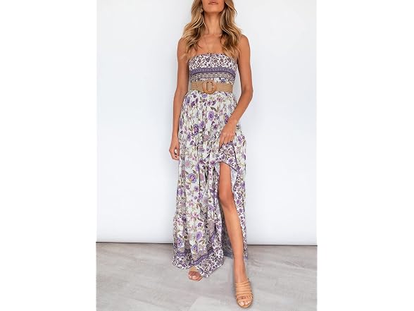 Zesica Women (M) Summer Boho Strapless Dresses
