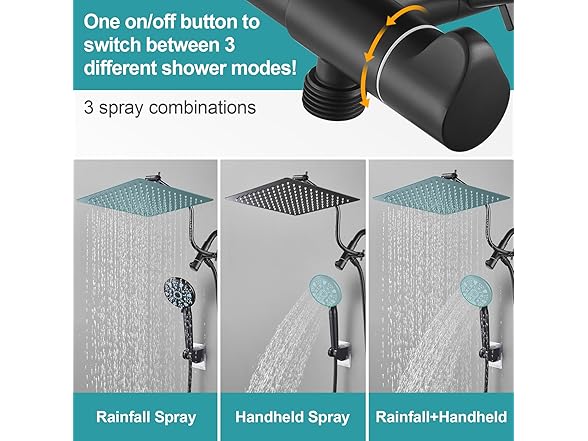 Cobbe 12 Inch All Metal 3-Way Rain Shower Head