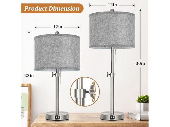 Kondras Grey Table Lamps Set of 2