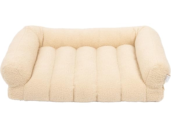 SportPet Medium Sherpa Bolster Couch Pet Bed, Cream