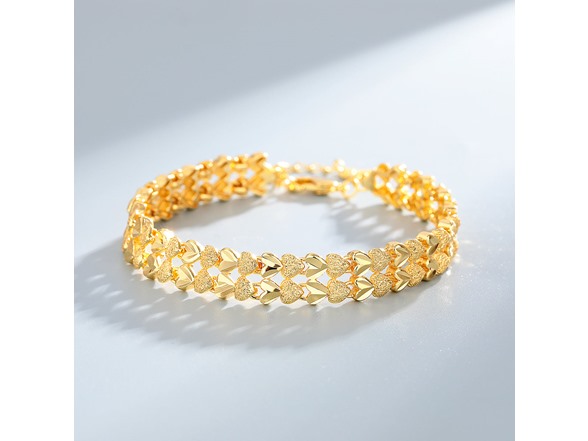 Diamond Cut Two Row Heart Bracelet