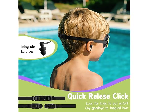 2 Pack Black/Green Swim Goggles Ages 3-15