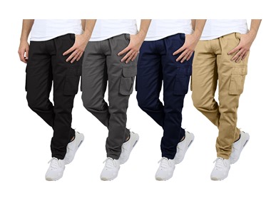 $17.99 Men's Stretch Cargo Pants (1, 2 or 3 Pk) dealfomo