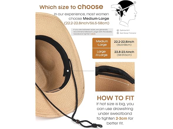 FURTALK Cowboy Sun Hat with Wind Lanyard