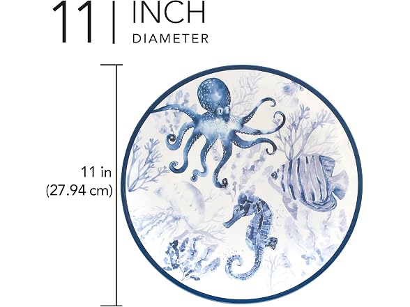 Sea Life Melamine Dinner Plates Set of 6 