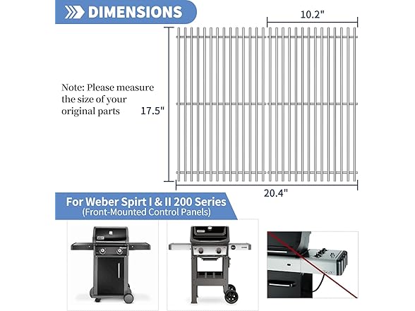 OTAMECE Weber Grill Grates 17.5x10.2