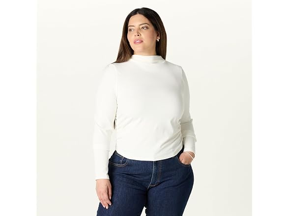 The Drop Women (XXS) Ebony Mock Neck Long Top