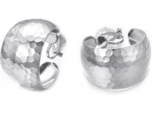 Yoursfs Silver Clip on Hoop Earrings