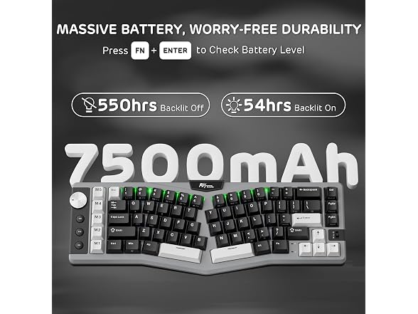 RK ROYAL KLUDGE A72 Alice Ergonomic Wireless Keyboard