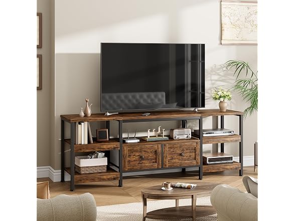 Industrial TV Stand with 2 Drawers Fits TVs up to 75in