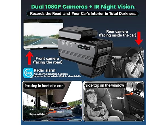 DeerAsk Dual 1080P Front and Inside Dash Cam