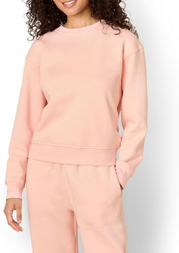 Amazon Essentials x Sofia Grainge Women's Boxy Drop Shoulder Crewneck Sweatshirt, Pink, X-Small