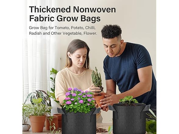 YSSOA YSSOA 5 Pack 5 Gallon Grow Bags, Aeratio