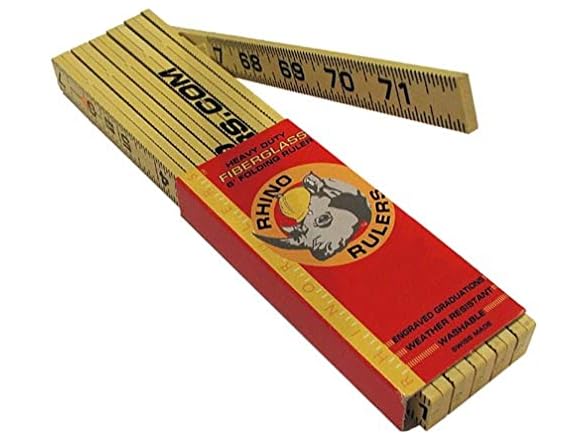 Rhino Rulers Folding Outside Reading Carpenter's Ruler 6' Length