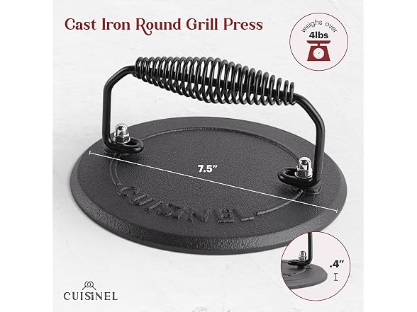 Cast Iron Skillet + Grill Press Set 12"