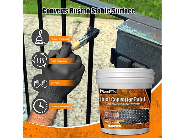 MuzeFansi 2-in-1 Rust Converter & Metal Primer