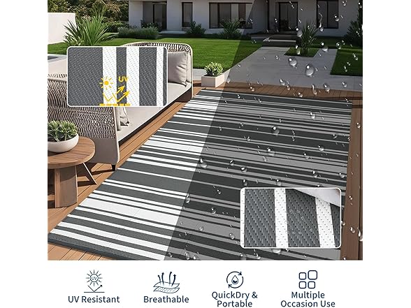GarveeHome Outdoor Rug Mat for Patio, 9'x12'