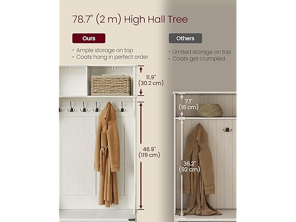 VASAGLE Hall Tree with Bench and Shoe Storage