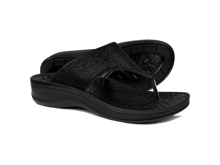 AEROTHOTIC Comfortable Orthopedic Arch Support Flip Flops and Sandals for Women - Jewel Black - 7