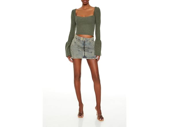 Forever 21 (S) Cropped Bell-Sleeve Sweater