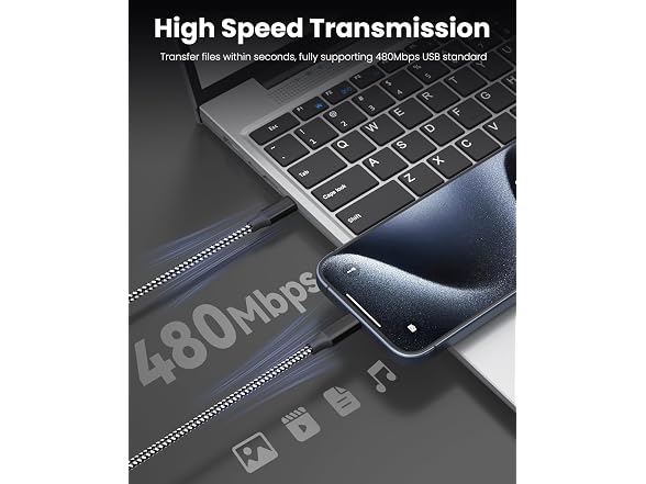 Bkayp USB-C Cable 10ft 3-Pack 60W Fast Charge
