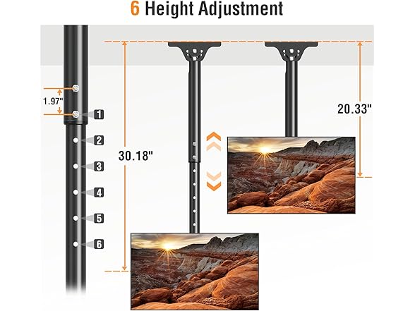 ELIVED Outdoor Ceiling TV Mount | 26-65in