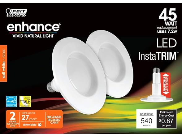 Feit Electric 4" Adjustable Recessed Downlight, 2 PK