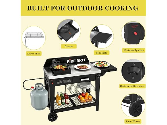 FIRERIOT 50K BTU Outdoor Propane Wok Station