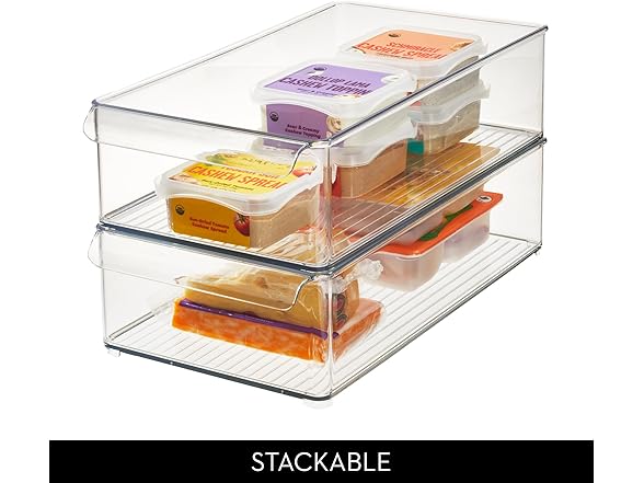 iDesign Large Stackable Fridge or Freezer Bin Set of 6