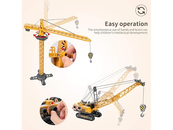 Geyiie Trucks & Crane Playset for Kids