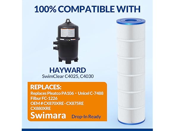 Swimara Upgraded 5oz C4030 Pool Filter Cartridges, Compatibl (Open Box)