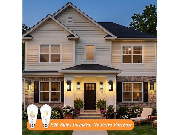 2-Pack Solar Outdoor Wall Lights, Exterior Wall Lanterns Black