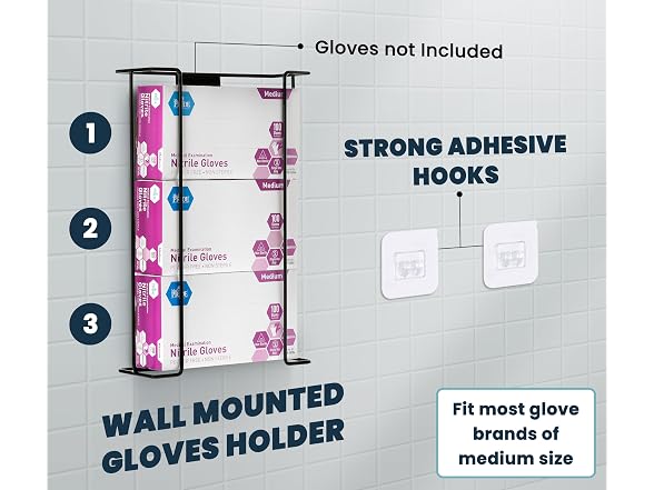 Alpine Glove Holder for Wall Mount - Latex Gloves Holder Wire Dispenser for Wall Disposable Glove Box & Tissue Box - Fits 3 Boxes (Black) (Open Box)