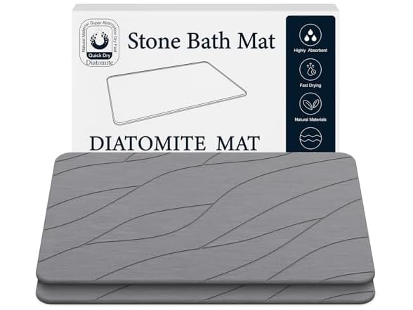 2 Pack Dark Grey Stone Bath Mat