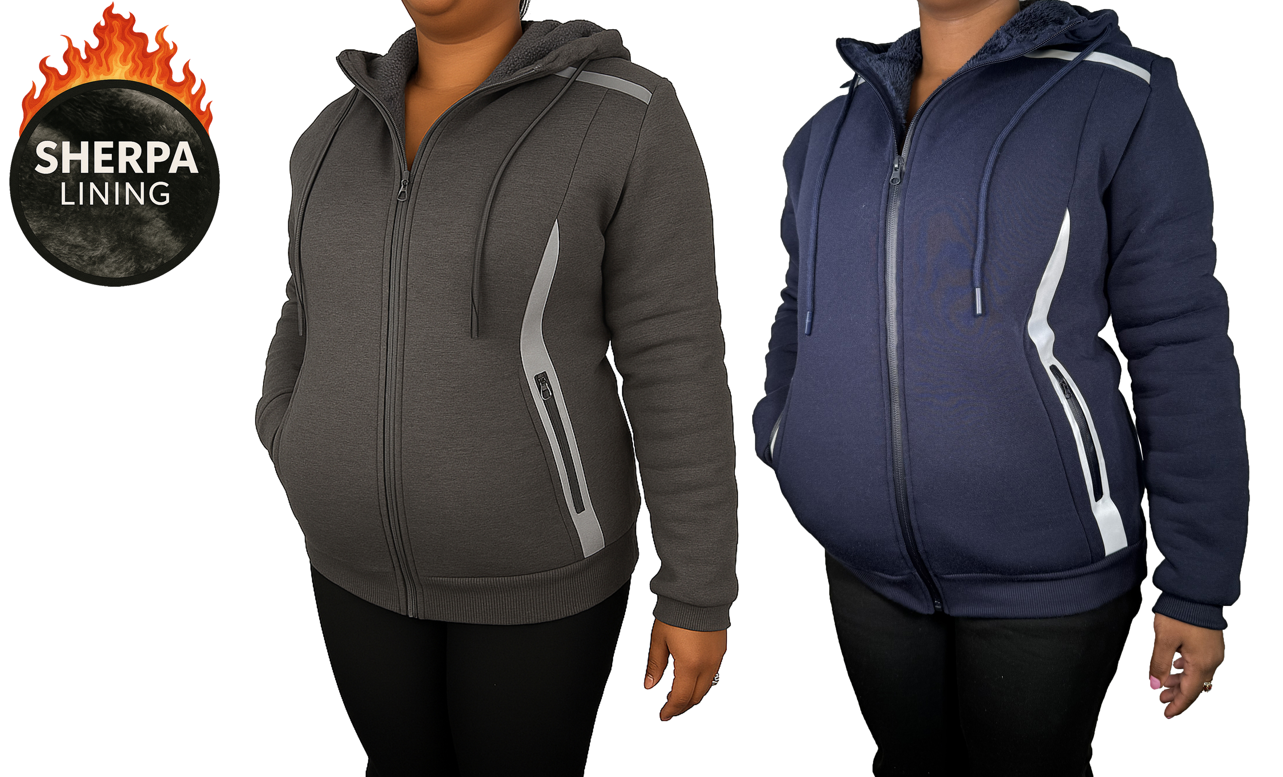 Womens Sherpa Reflective Tech Zip Hoodie - Gallery 29