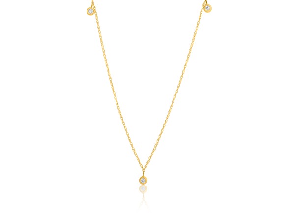 PAJURE 14k Stone Diamond Charm Necklace