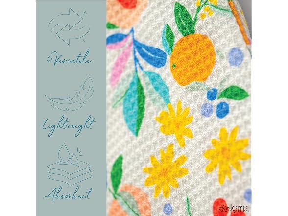 Karma, Holiday Colorful Microfiber Tea Towel, Gingerbread