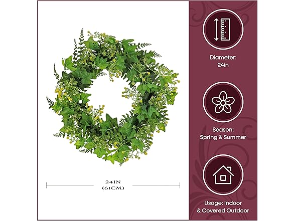 National Tree Company 24" Artificial Spring Wreath with Ivy