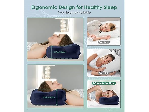 DONAMA Cervical Pillow for Sleeping, Blue
