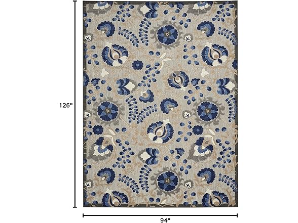Nourison Home Aloha Indoor/Outdoor Natural/Blue 7'