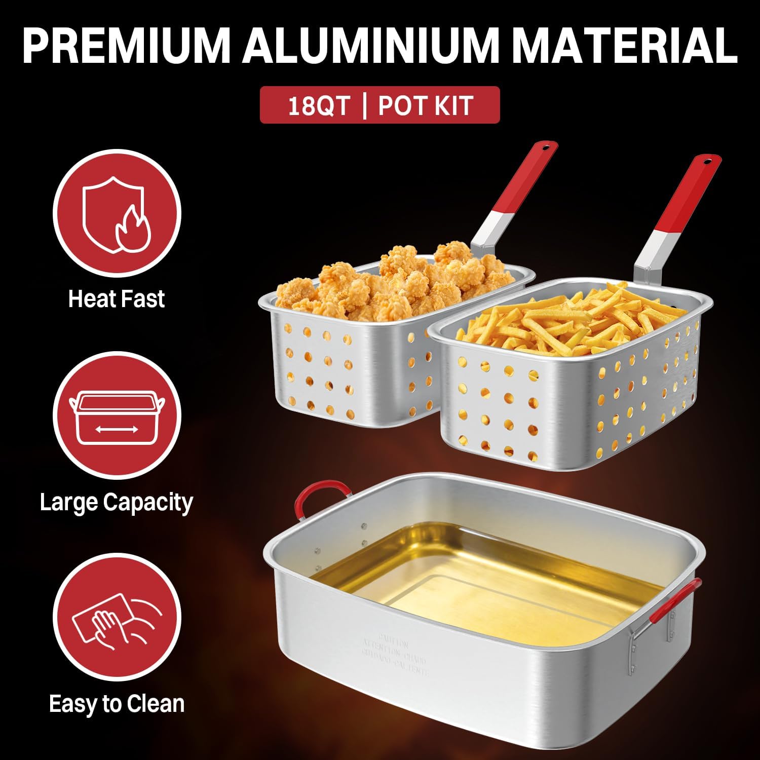 Aluminum Deep Fryer Pot | Lid | Outdoor Fish Fryer Pot - Gallery 19