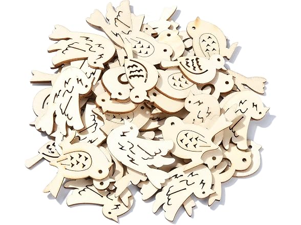 Stiesy 200 Pcs Mini Bird Wood DIY Crafts