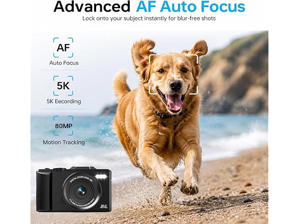 DIGIERA 5K 80MP Flip Screen Camera