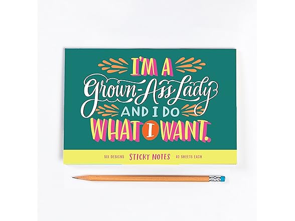 Em & Friends Grown-Ass Lady Sticky Note Packet, 6 Pads