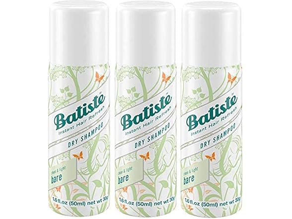 (3 Pack) Batiste Dry Shampoo Bare Mini Travel Size 1.6 oz